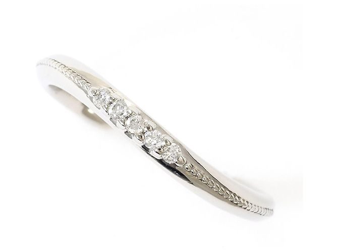 Autre Marque Anel de aliança em platina 900 com diamante