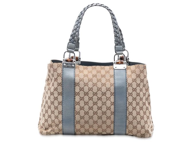 Sac cabas Gucci Medium GG Canvas Bamboo Libeccio Tan