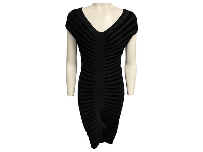 Alaïa Alaia Black Noir Off-Shoulder-Samtkleid
