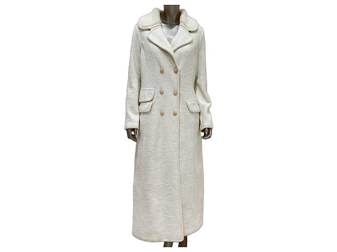 Manteau Ermanno Scervino en laine, mohair et soie blanc Taille IT 48 d'occasion