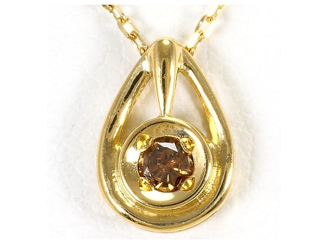 Autre Marque Collar de oro amarillo 18K con diamante marrón
