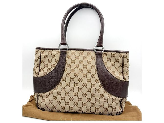 Borsa Tote Gucci Vintage Ring GG Canvas e Pelle medium