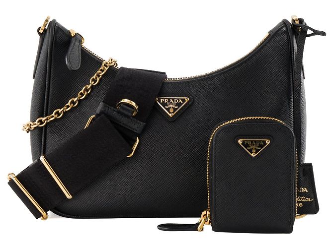 PRADA - Bolsa de ombro Re-Edition 2005 Prada em couro saffiano preto