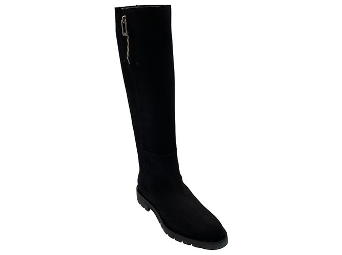 Roger Vivier Black Suede Leather Tall Riding Boots