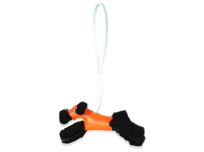 Hermès Black Feu Vert Peppermint Milo Lambskin Shearling Budy Charm