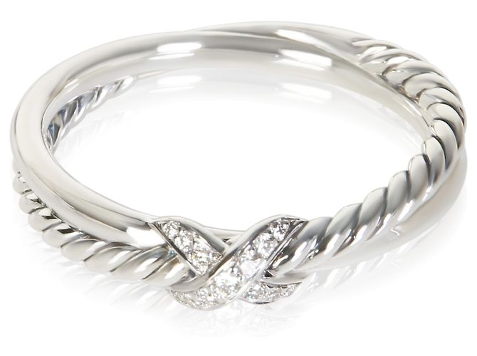 Anello Crossover X David Yurman in argento sterling e diamanti