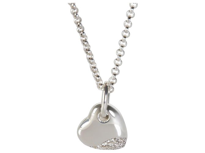 Autre Marque Pendente Cuore Pebble in Argento Sterling e Diamanti John Hardy
