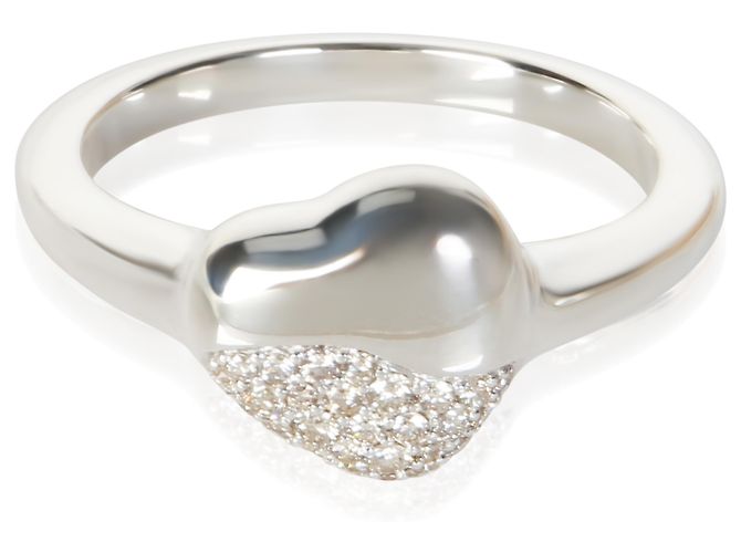 Autre Marque John Hardy Sterling Silver Diamond Pebble Heart Ring