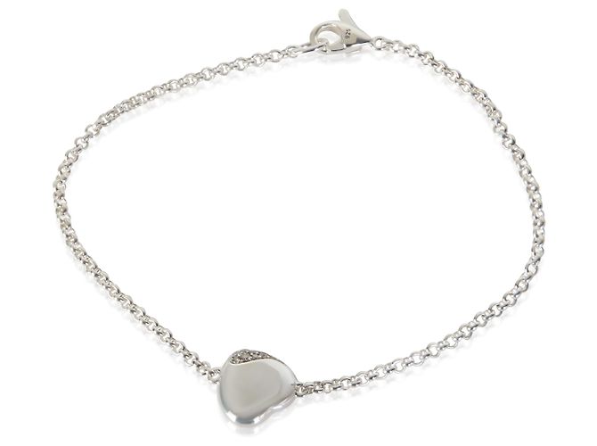 Autre Marque Pulsera John Hardy Sterling Silver Diamond Pebble Heart