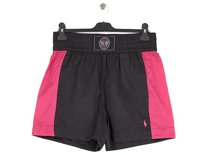 Pantaloncini Ralph Lauren in cotone neri con inserti rosa