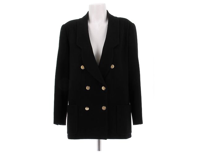 Chanel Giacca doppiopetto in lana nera