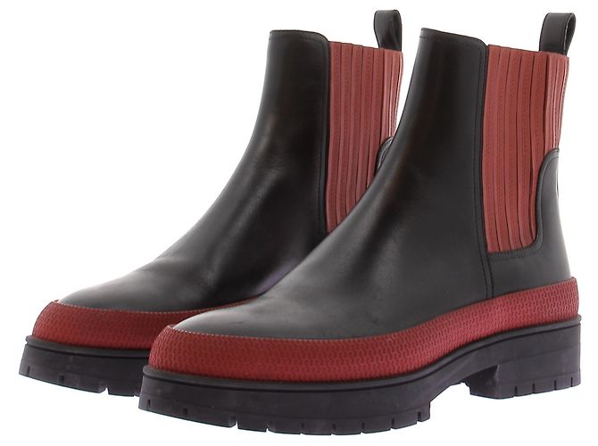 Hermès Boots noirs et terracotta Barque