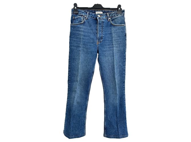 Jeans de perna reta azuis de algodão Anine Bing Tamanho 29