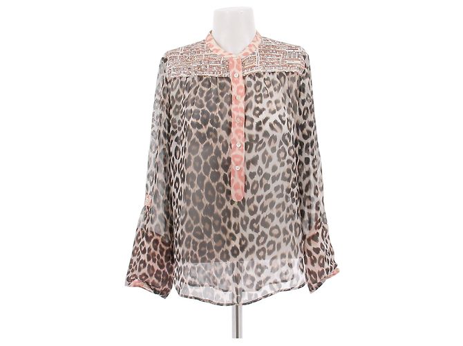 La Prestic Ouiston Camicia di seta con motivo leopardato