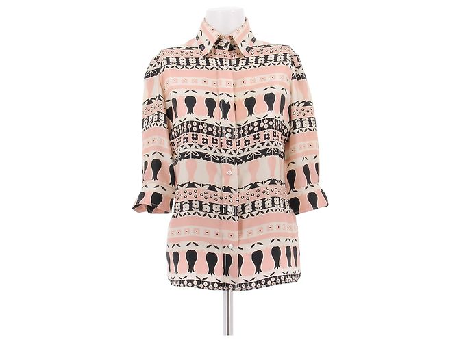 La Prestic Ouiston Blusa rosa a maniche corte stampata