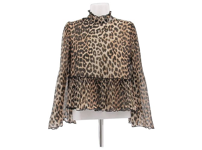 Ganni Blouse à motif léopard Brown