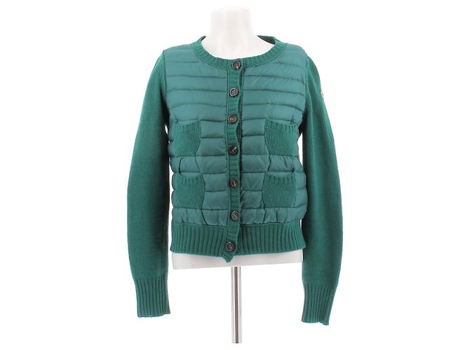 Moncler Weste zweifarbig grün Wolle