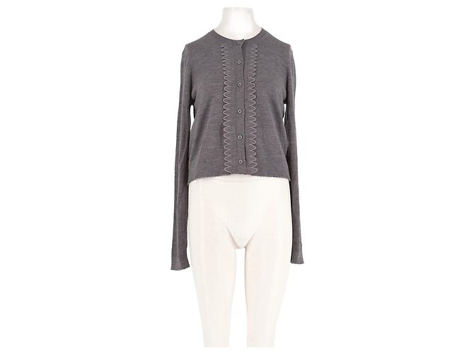 Autre Marque THE GARMENT Grauer Wollcardigan mit Stickerei
