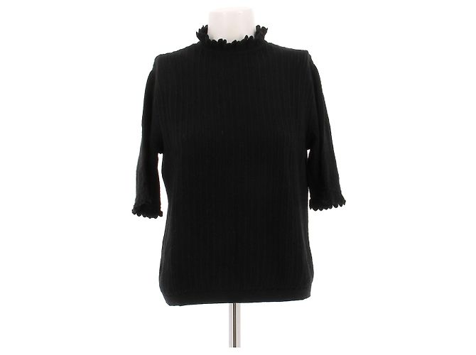 Autre Marque Schwarzer Rollkragenpullover mit Dreiviertelärmeln