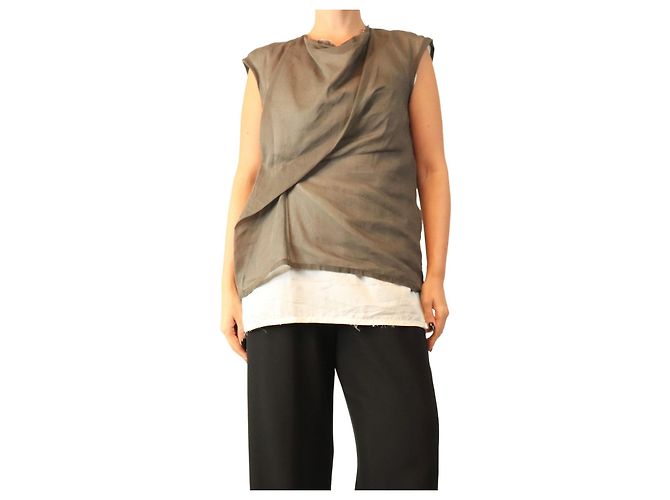 The row Top sobreposto Inawa taupe e off-white - size UK 8