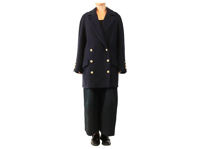 Autre Marque Navy double-breasted peacoat - size UK 10