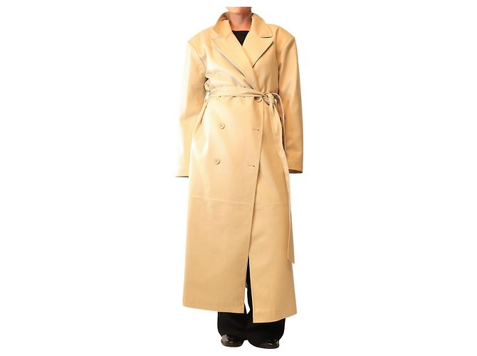 Autre Marque Trenchcoat aus Kunstleder in Creme - Größe M