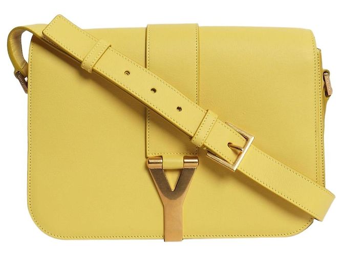 Saint Laurent Borsa a tracolla con patta Chyc Gialla