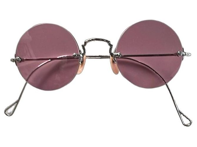 Autre Marque Retrospeecs&Co Runde Sonnenbrille Silber - Rosa Gläser