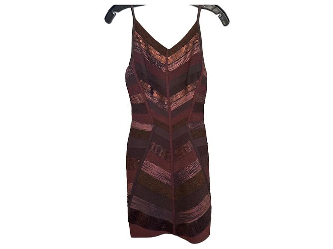Herve Leger Bandage Kleid in Metallic-Braun