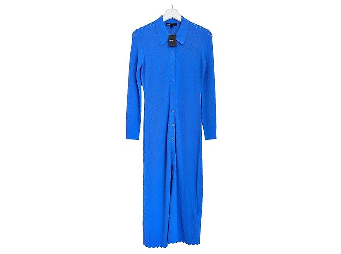 Maje Vestido midi de malha azul Maline