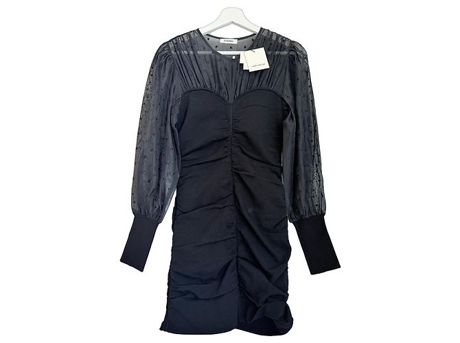 Sandro Balmora Kleid Schwarz mit transparenten Ärmeln