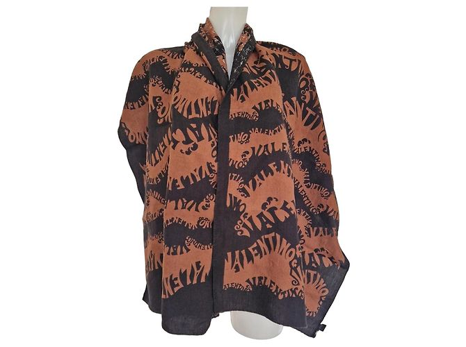 Sciarpa in lino Valentino con stampa logo all-over