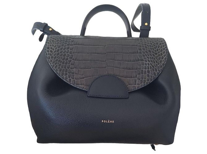 Borsa Polène in pelle blu navy