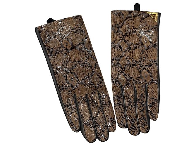 Just Cavalli Lederhandschuhe in Krokodil-Optik