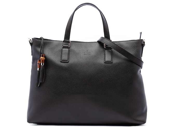 Bamboo Bolsa Satchel Gucci em couro de bezerro marrom com tassel de bambu