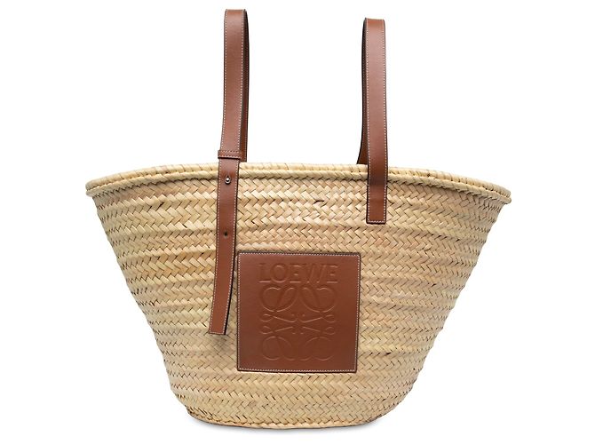 Panier Tote Anagram Large en Raphia Beige LOEWE