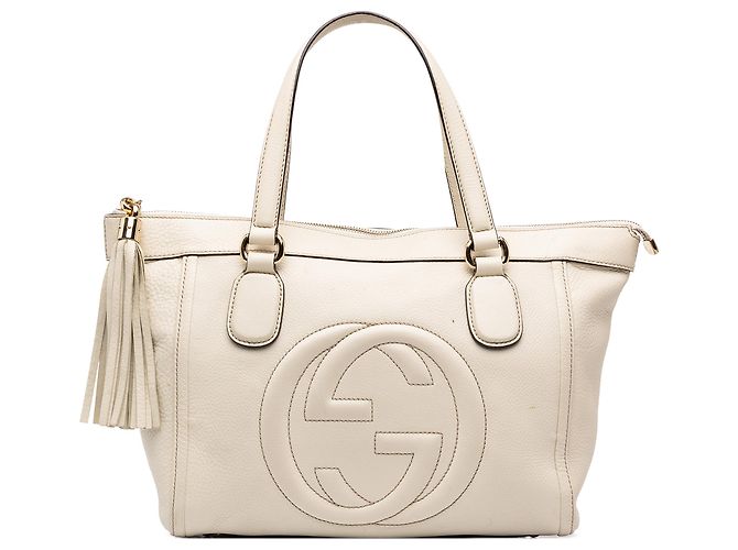 mala Soho Working Small em couro branco Gucci