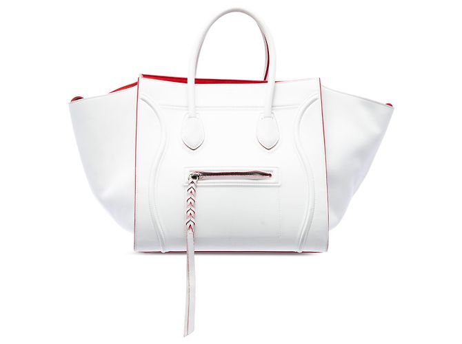 Céline Celine Phantom Luggage Tote en cuir blanc Medium