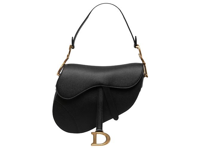 Borsa Saddle Dior in pelle di vitello grana grossa nera