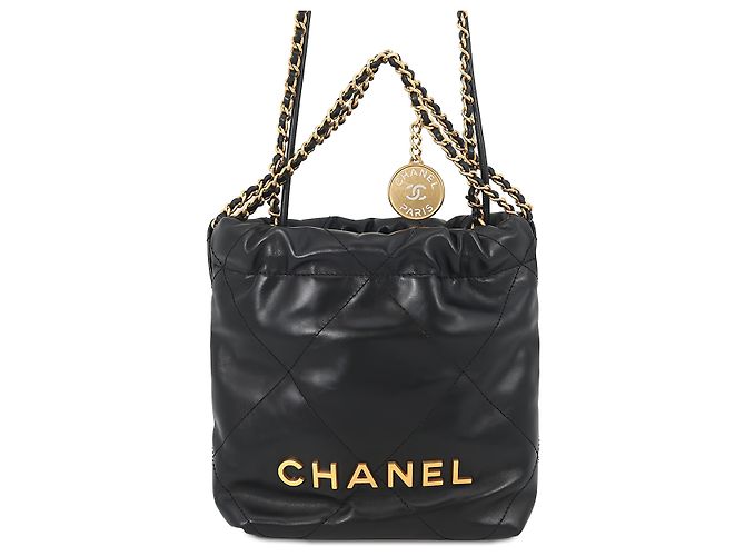 Borsa Chanel 22 Mini in vitello lucido nero