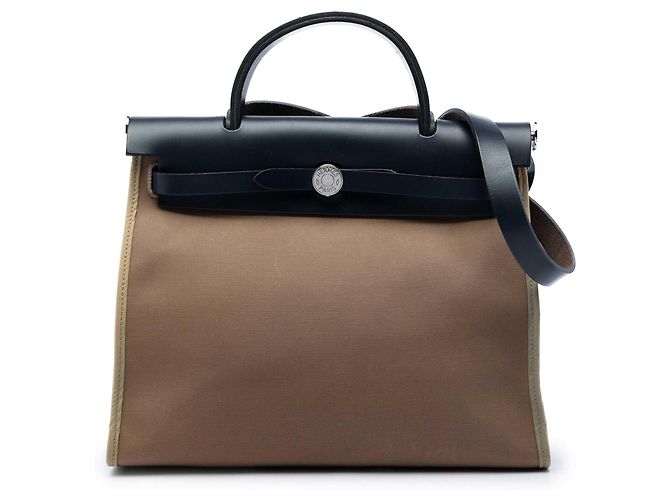 Hermès Brown Toile Herbag Zip 31