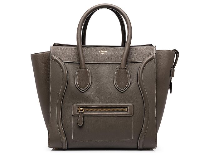 Céline Celine Mini Luggage Tote em couro de bezerro granulado cinza