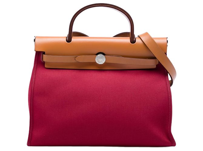 Hermès Red Toile Herbag Zip 31