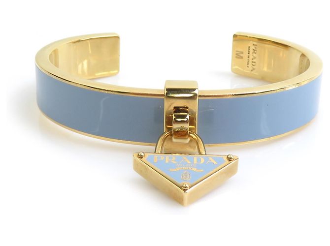 Bracelete Prada azul claro e dourado