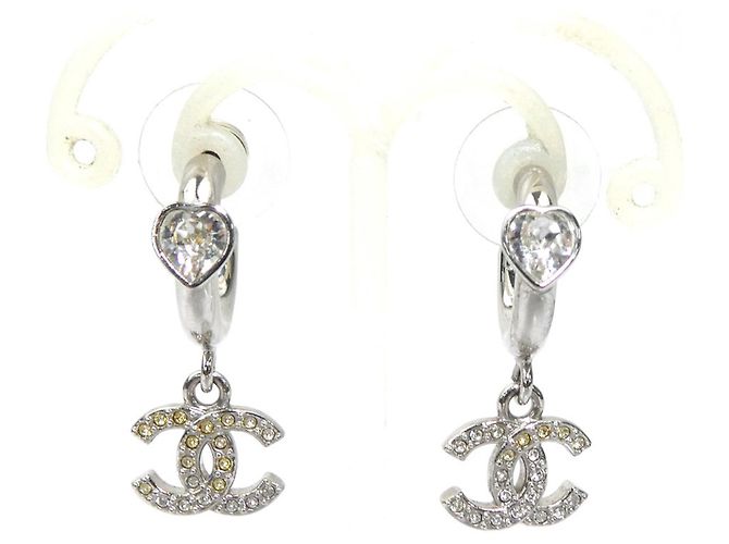 Chanel Ohrstecker in Silber mit Strasssteinen
