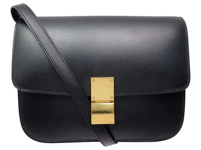 Céline BOLSA DE MÃO CELINE CLASSIC MEDIUM EM COURO BOX PRETO COM ALÇA TIRACÓLOS
