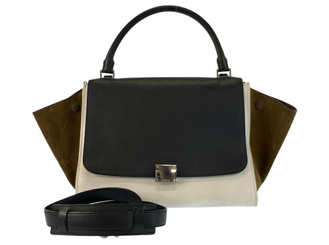 Céline Borsa 2way Celine Trapeze in pelle e camoscio