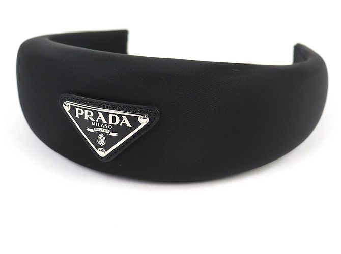 Prada Triangle logo RE-NYLON Headband Black