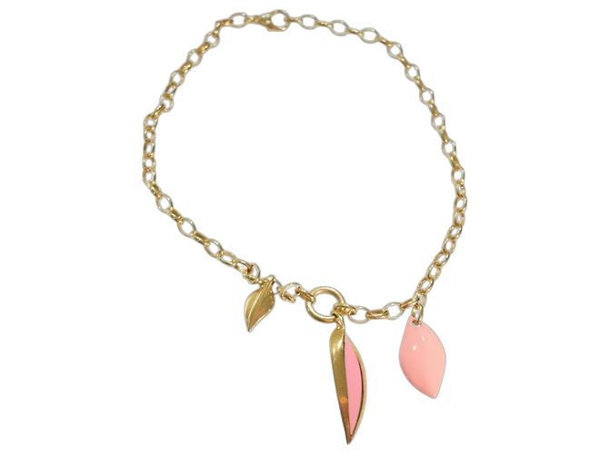 Autre Marque Collar GAVELLO Milan Plata Chapada Oro Esmalte Rosa Dorado