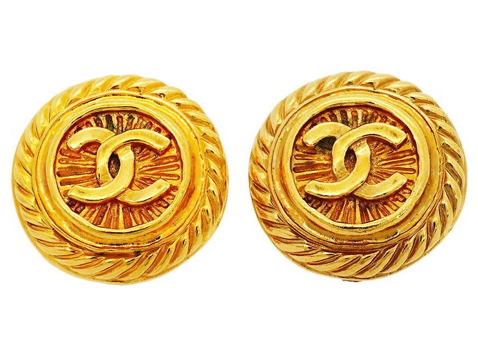 Pendientes de clip Chanel Coco Mark Circle Gold